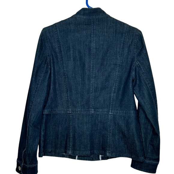 Chico’s Platinum Blue Denim mock neck jean jacket Chicos Sz 0 US Sz 4 EUC - Picture 3 of 8